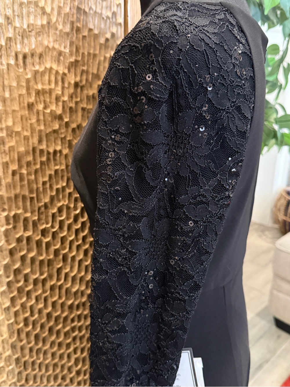 NWT Betsy & Adam Dress Elegant Black Midi Long-Sleeve Lace Sequins Size 10 - Picture 8 of 13